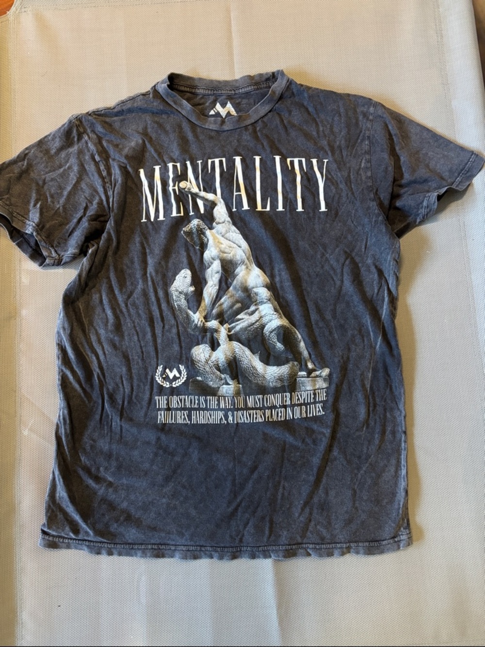 MENTALITY Graphic Tee - Men's Washed Black VENI VEDI VICI T-Shirt sz L